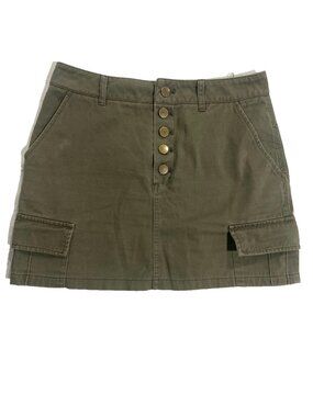 Y2K GORPCORE Tactical Cargo Utility Mini Skirt Green M Military Streetwear Edgy